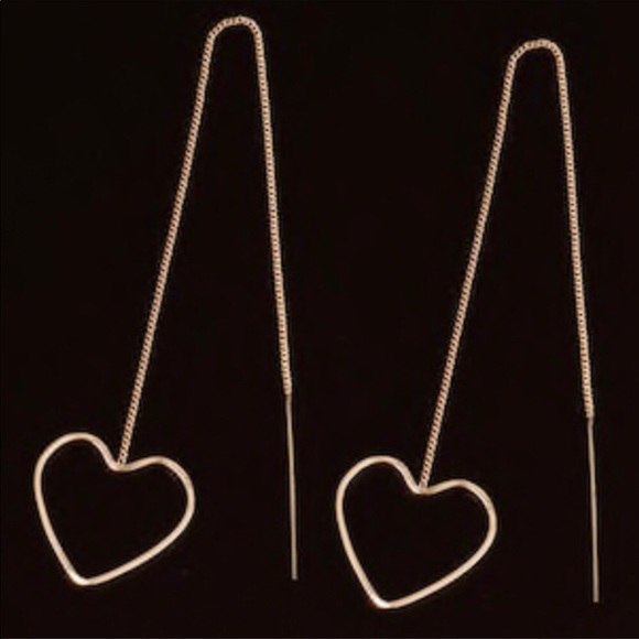 LAST ONE! Heart Threader Earrings - Picture 3 of 3
